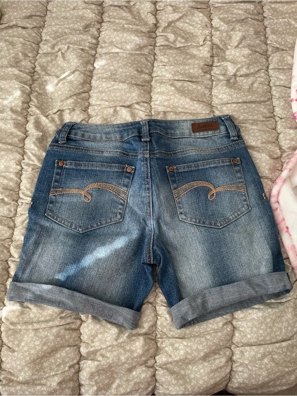 Girl’s Justice Dark Blue Denim Roll-Cuff Shorts